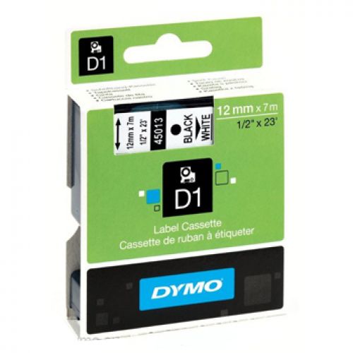 Fita Gravacao Dymo 12mmX7m Preto/Branco (45013) , Dymo , 12745013 , 5411313450133